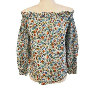 J. Crew Liberty Of London Art Edenham Off Shoulder Blouse Size 4 Floral Boho
